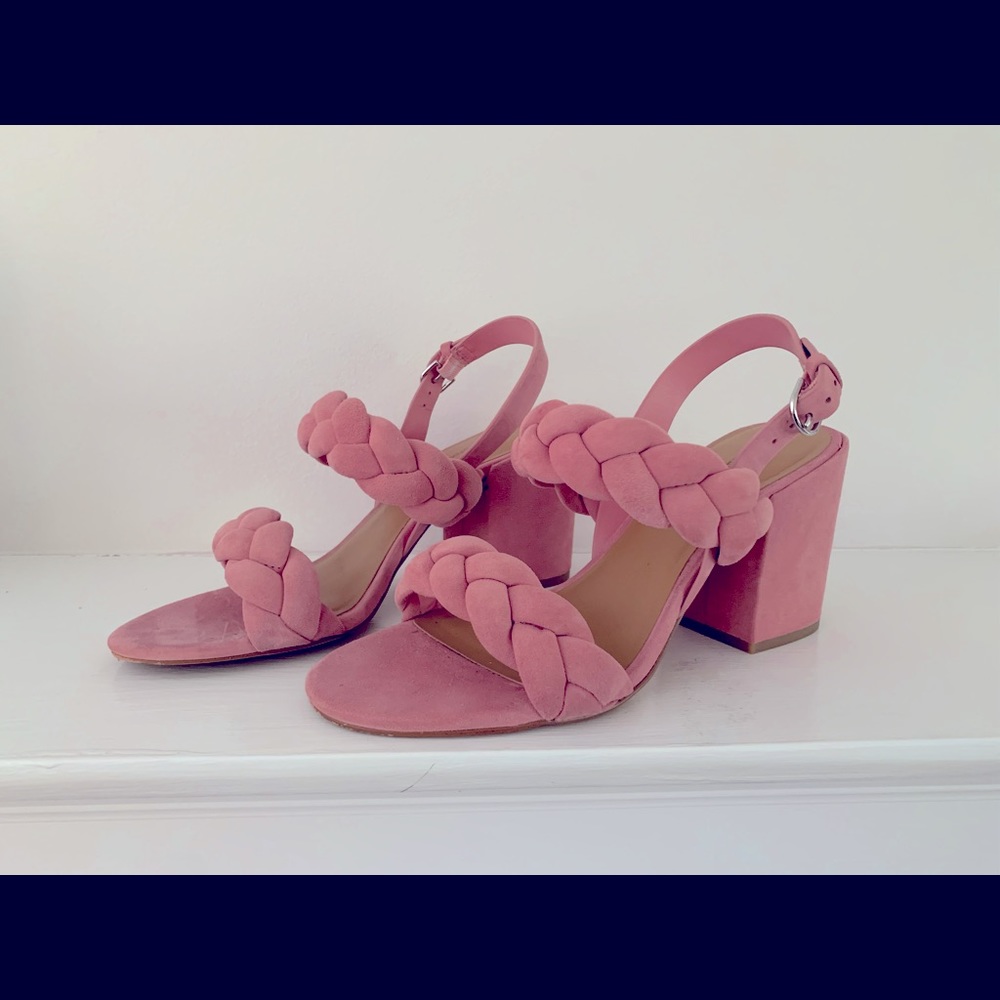 Rebecca Minkoff Candance Block Heel Sandal, Pink Suede, Size 10